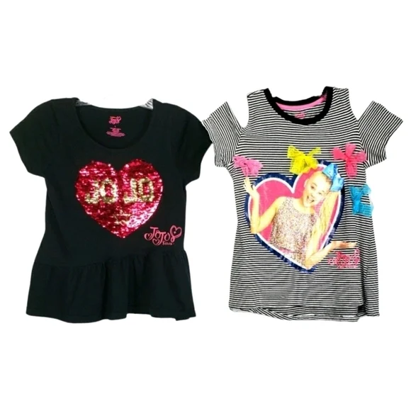 Jojo Siwa Collection Youth Girls Shirts Size Large Flip Sequin Graphic Tops Set - Picture 1 of 11